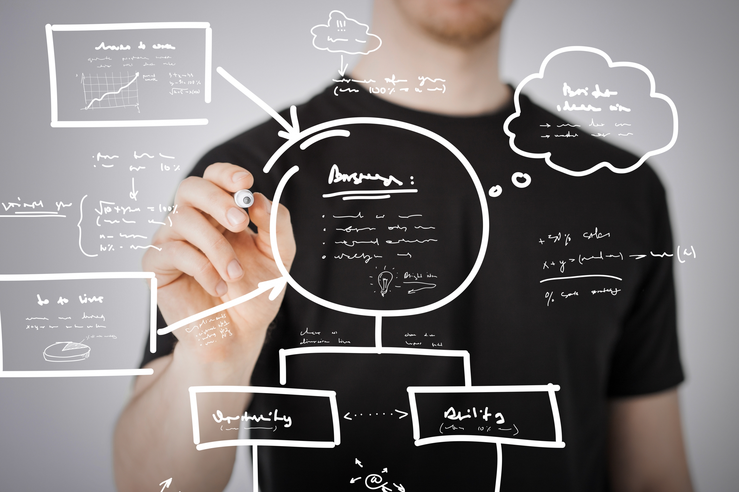 man drawing plan on the virtual screen 1